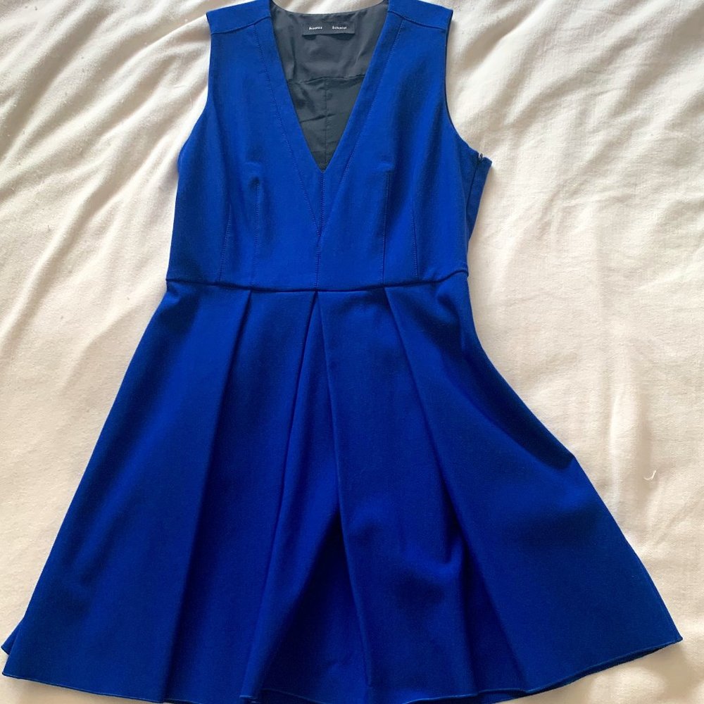 Proenza Schouler V-Neck Full Skirt Dress - Electric Blue